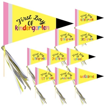 Gilprop 10 Pcs First Day of School Flag DIY 2025 Back to School Pennant