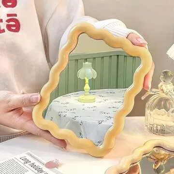 CCREDONE Cute Wave Shaped Desktop Makeup Mirror Portable