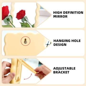 CCREDONE Cute Wave Shaped Desktop Makeup Mirror Portable