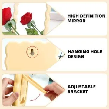 CCREDONE Cute Wave Shaped Desktop Makeup Mirror Portable