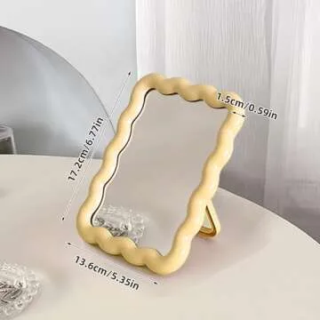 CCREDONE Cute Wave Shaped Desktop Makeup Mirror Portable