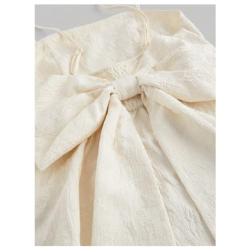 BEAUDRM Women's Cute Knot Bow Back Flared Cami Tops Elegant Ruffle Hem Summer Camisole Apricot Large