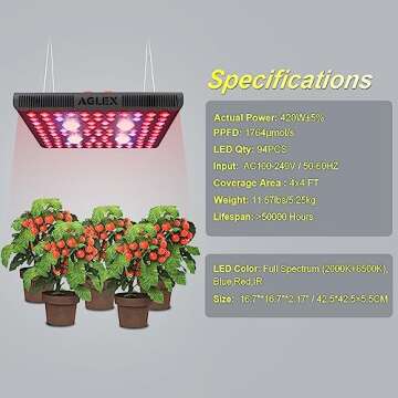 AGLEX 420W COB LED Grow Light, Full Spectrum Plant Grow Lamp with Daisy Chain Veg and Bloom Switch for Hydroponic Greenhouse Indoor Plant Veg and Flower (C2000)