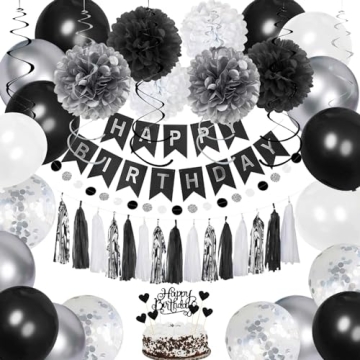 YGYXMY Men's Birthday Party Decorations Set - Black & Silver