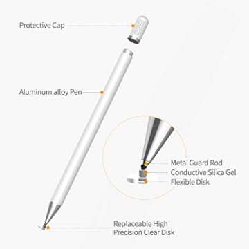 Stylus Pens for iPad Pencil, Capacitive Pen High Sensitivity & Fine Point, Magnetism Cover Cap, Univ...