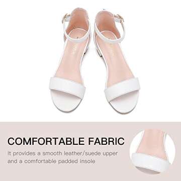 Dufannie White Heels for Girls Open Toe Ankle Strap Chunky Heel Kids Sandals Girls Dress Shoes Party Wedding First Communion Church Christmas Buckle Little Girl Sandals(3603White 3)