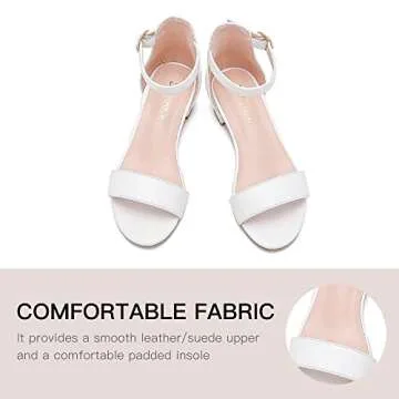 Dufannie White Heels for Girls Open Toe Ankle Strap Chunky Heel Kids Sandals Girls Dress Shoes Party Wedding First Communion Church Christmas Buckle Little Girl Sandals(3603White 3)