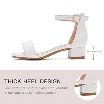 Dufannie White Heels for Girls Open Toe Ankle Strap Chunky Heel Kids Sandals Girls Dress Shoes Party Wedding First Communion Church Christmas Buckle Little Girl Sandals(3603White 3)