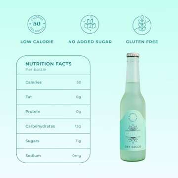 Gruvi Non-Alcoholic Dry Secco, 50 Calories, 8-Pack, 0% ABV, Non Alcoholic Sparkling Wine, Zero Alcoh...