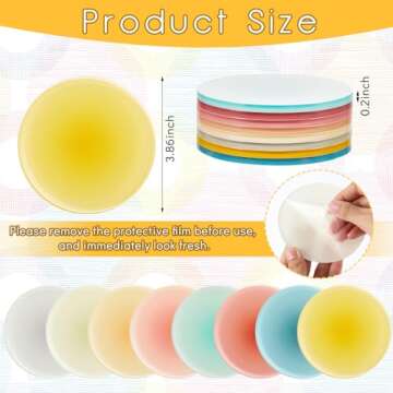 Irenare 8 Pieces Colorful Acrylic Coaster 3.9 Inches Cute Coasters Round Heat Resistant Holder Anti ...