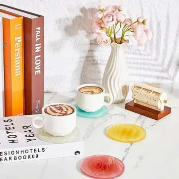 Irenare Colorful Acrylic Coaster Set for Home Decor