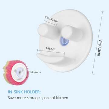 Sponge Holder, Sink Caddy for Scrub Sponges with Suction Cup Installation, Kitchen/Bathroom Sink Spo...
