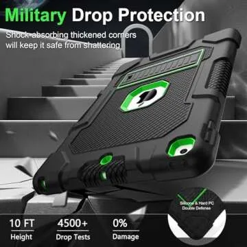TIMISM 3-Layer Protective Case for iPad 9th/8th/7th Generation 10.2 Inch (2021-2019) | Built-in Kickstand, Military-Grade Drop Protection, Eye-Friendly Green Cover & Enhanced Grip, Black+Green