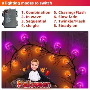 6 Ft Waterproof Halloween Garland with 8 Lighting Modes
