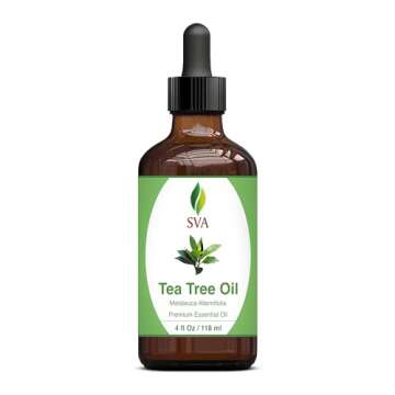 SVA Tea Tree Essential Oil – 4 Fl Oz – 100% Natural Tea Tree Oil - for Diffuser, Hair Care, Face, Skin Care, Aromatherapy, Scalp and Body Massage, Soap and Candle Making – with Dropper