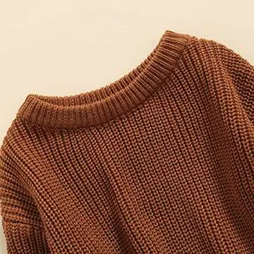 Infant Toddler Baby Girl Boy Knit Sweater Pullover Sweatshirt Warm Long Sleeve Shirt Tops Knitted Fall Winter Clothes (Brown, 3-4T)
