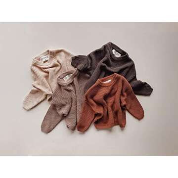 Infant Toddler Baby Girl Boy Knit Sweater Pullover Sweatshirt Warm Long Sleeve Shirt Tops Knitted Fall Winter Clothes (Brown, 3-4T)