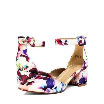 Stylish DREAM PAIRS Womens Floral Low Heel Pumps