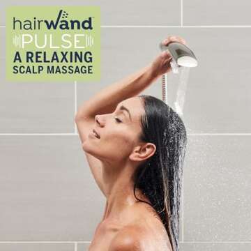Waterpik High Pressure Pulsating Shower Wand and Rain Shower Head Combo with Extra-Long 8-Foot Metal Hose, HairWand Pulse Spa System 12 Spray Modes for Hair and Body, Brushed Nickel