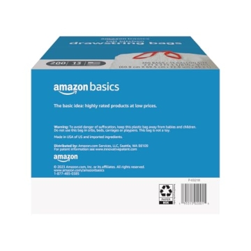Amazon Basics Kitchen Drawstring Trash Bags 200 Count