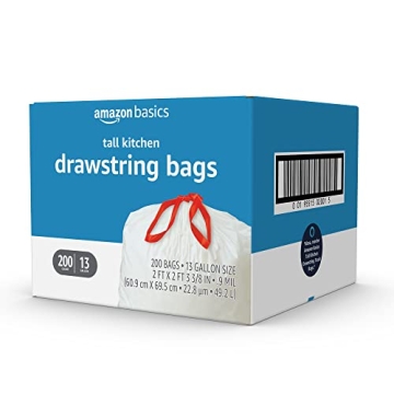 Amazon Basics Kitchen Drawstring Trash Bags 200 Count