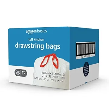 Amazon Basics Kitchen Drawstring Trash Bags 200 Count