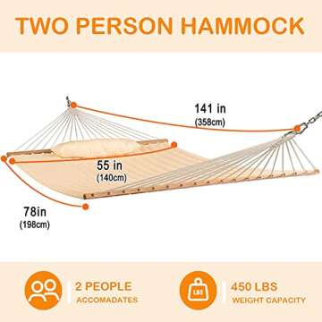 Lazy Daze 12FT Quilted Double Hammock with Pillow