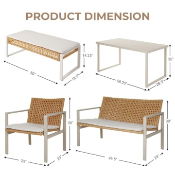 Grand Patio 5-Piece Wicker Outdoor Dining Set for Six