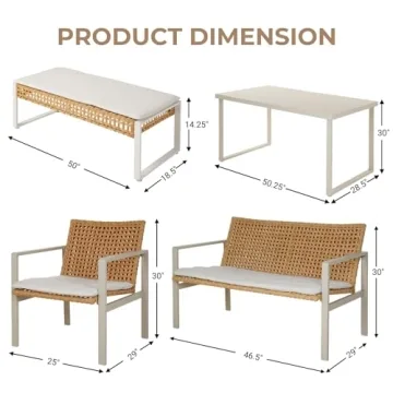 Grand Patio 5-Piece Wicker Outdoor Dining Set for Six