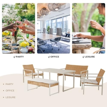 Grand Patio 5-Piece Wicker Outdoor Dining Set for Six