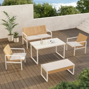 Grand Patio 5-Piece Wicker Outdoor Dining Set for Six