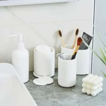 Premium White Bathroom Accessories Set 4 Pcs Complete