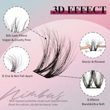 Mayhug Lash Extension Kit 144 Pcs, 3D Lash Clusters 8-18/D Curl Wispy Lash Clusters with 10ml Bond and Seal Waterproof, 5ml Lash Remover, Lash Tweezers Eyelash Extensions Kit at Home (Prism Kit)