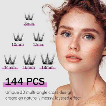 Mayhug Lash Extension Kit 144 Pcs, 3D Lash Clusters 8-18/D Curl Wispy Lash Clusters with 10ml Bond and Seal Waterproof, 5ml Lash Remover, Lash Tweezers Eyelash Extensions Kit at Home (Prism Kit)