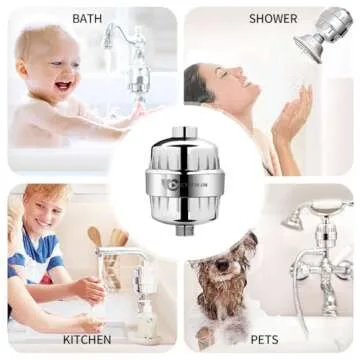 CNTNJN Shower Head Filter for Hard Water to Remove Chlorine Reduces Dry Itchy Skin,Shower Filters with High Output Showerhead Cartridges(Chrome)