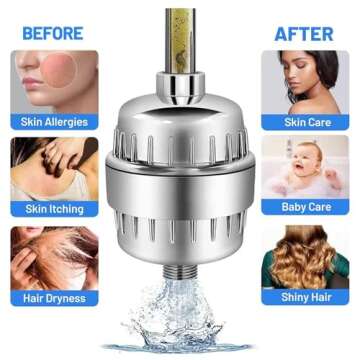 CNTNJN Shower Head Filter for Hard Water to Remove Chlorine Reduces Dry Itchy Skin,Shower Filters with High Output Showerhead Cartridges(Chrome)