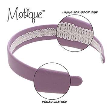 Lavender 1 Inch Wide Leather Like Headband Solid Hair band