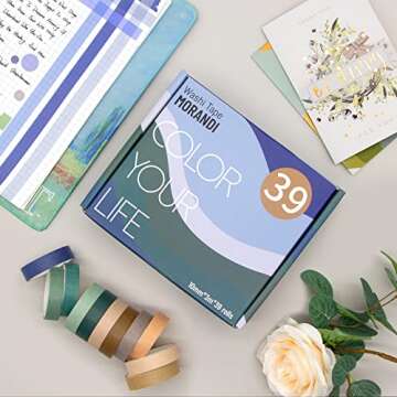 Mooker 39 Rolls Washi Tape Set - Morandi Colored Masking Tape, Thin Vintage Tape for Journaling, Scr...