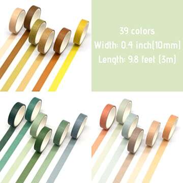 Mooker 39 Rolls Washi Tape Set - Morandi Colored Masking Tape, Thin Vintage Tape for Journaling, Scrapbooking Supplies, Crafts Aesthetic, Gift (Nature Color 10mm)