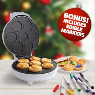 Christmas Holiday Waffle Maker with Edible Markers  - Fun Breakfast Gift