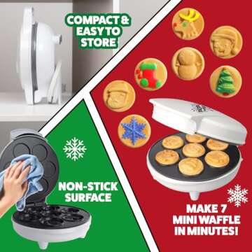 Christmas Holiday Waffle Maker with Edible Markers  - Fun Breakfast Gift