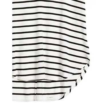 Amazon Essentials Women's Jersey Standard-Fit V-Neck Tank Top (Previously Daily Ritual), Black White Stripe, Small