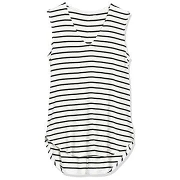 Amazon Essentials Women's Jersey Standard-Fit V-Neck Tank Top (Previously Daily Ritual), Black White Stripe, Small