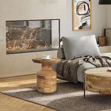 SIMPLIHOME Haynes Solid Mango Wood Accent Table - Boho Decor