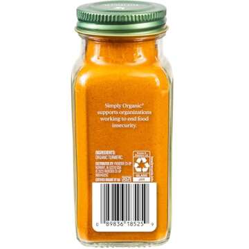 Simply Organic Ground Turmeric Root, 2.38 Ounce, Distinct Aroma, Ginger & Pepper-Like Flavor, Kosher, Non GMO (Pack of 3)