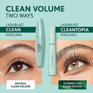CoverGirl Lash Blast Clean Volume Waterproof Mascara, Vegan Formula, Volumizing, Smudge-Proof, Cruelty Free, Black Brown, 1 Count