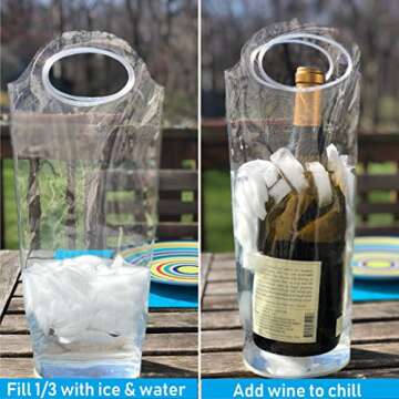 Portable Wine Chiller Bag - Cooler Tote uses Ice & Water, No Freezing Needed, Best Gift Bag for Wine Enthusiast, Women & Men, Take Wine to Go or Outdoors, Keep Wine Insulated on Patio & Pool