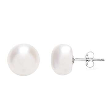 MABELLA 925 Sterling Silver Pearl Stud Earrings for Women