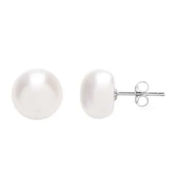 MABELLA 925 Sterling Silver Pearl Stud Earrings for Women