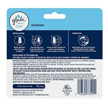 Glade PlugIns Air Freshener Warmer, Scented and Essential Oils for Home and Bathroom, Up to 50 Days ...
